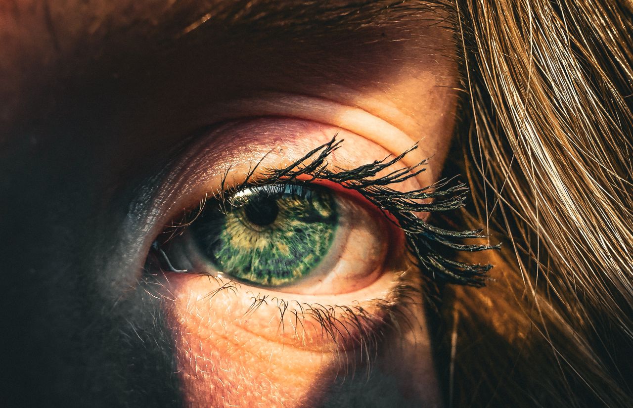 Mastering the First Impression: Your intriguing post title goes here Vivid close-up of a green eye with prominent lashes, bathed in warm sunlight, creating a dramatic effect.