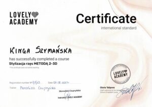 kis beauty certyfikat lovely stylizacja rzes 2d 3d kinga szymanska