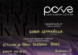 kis beauty certyfikat stylizacja brwi pove kinga szymanska